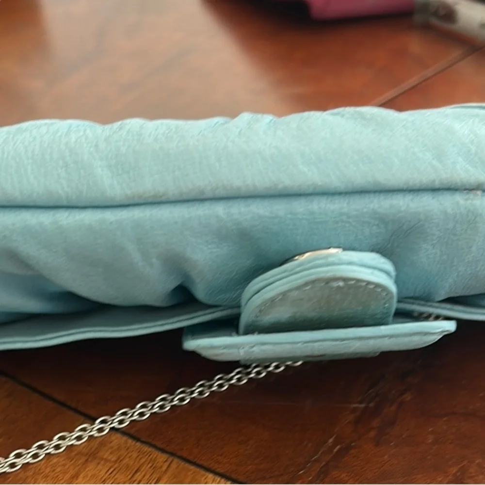 Naturalizer Blue Clutch with Buckle and Chain Strap